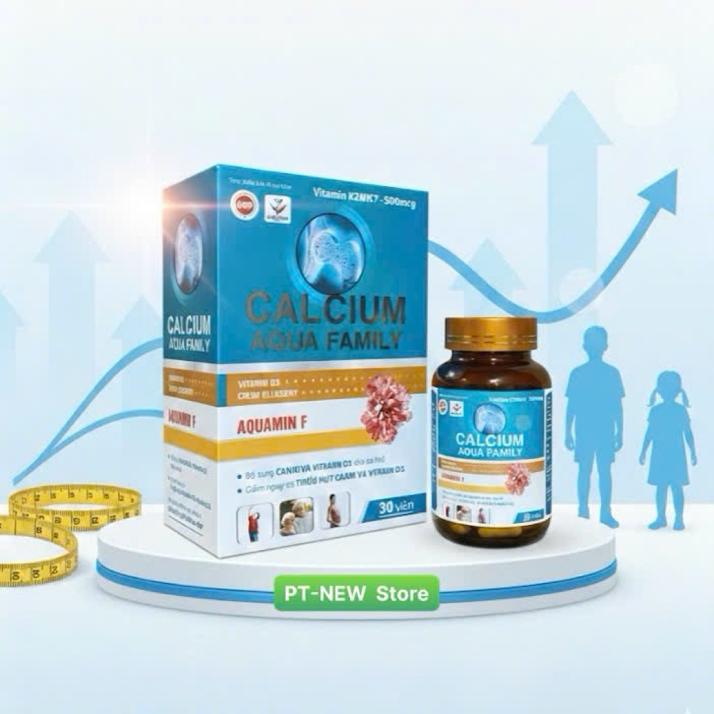 (Canxi Hữu Cơ) CALCIUM AQUA-Hỗ Trợ Phát Triển Chiều Cao:Bổ sung Canxi Tảo Biển,D3 từ 6-23 tuổi(30v/h