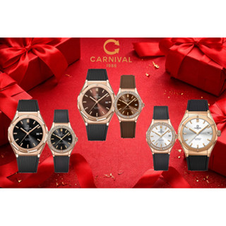 Cặp đồng hồ Carnival 8168G/8168L2 nam sz 42mm,nữ 32mm,máy Nhật,BH 5 năm