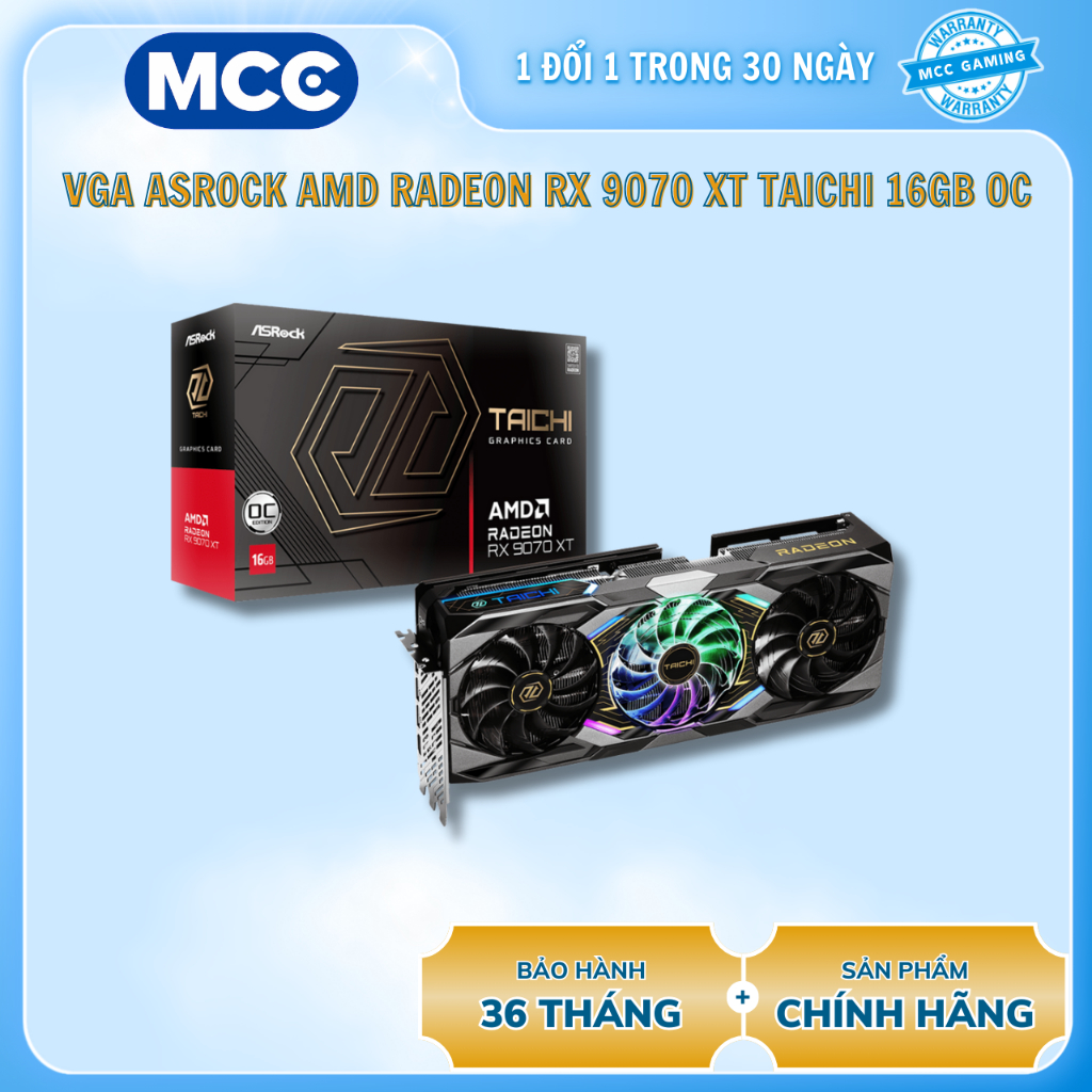 VGA Asrock AMD Radeon RX 9070 XT Taichi 16GB OC (RX9070XT TC 16GO)