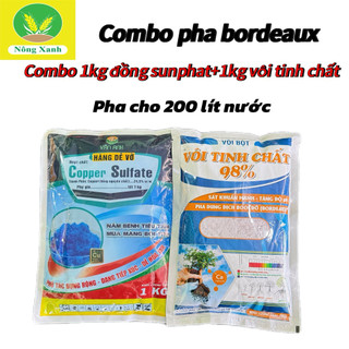 Boocđô dùng để rửa vườn quản lí nấm - bocdo - bốcdo (combo gồm 1 kg đồng sunphat+1 kg vôi)