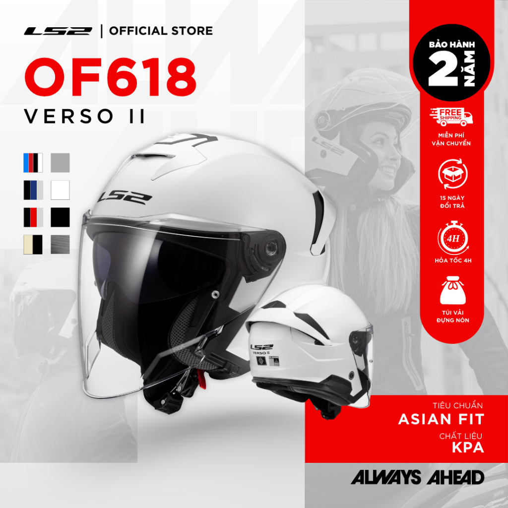 Mũ Bảo Hiểm 3/4 LS2 OF618 Verso II New 2025 Asian Fit Tối Giản Gọn Nhẹ Đi Phố Phượt Ngắn