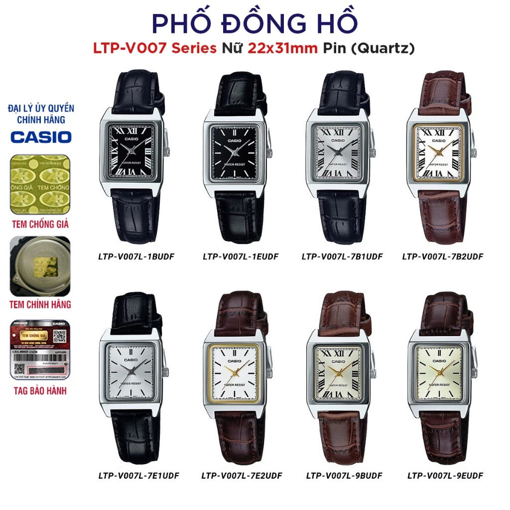 Đồng hồ nữ dây da Casio Anh Khuê Series LTP-V007 Chính hãng