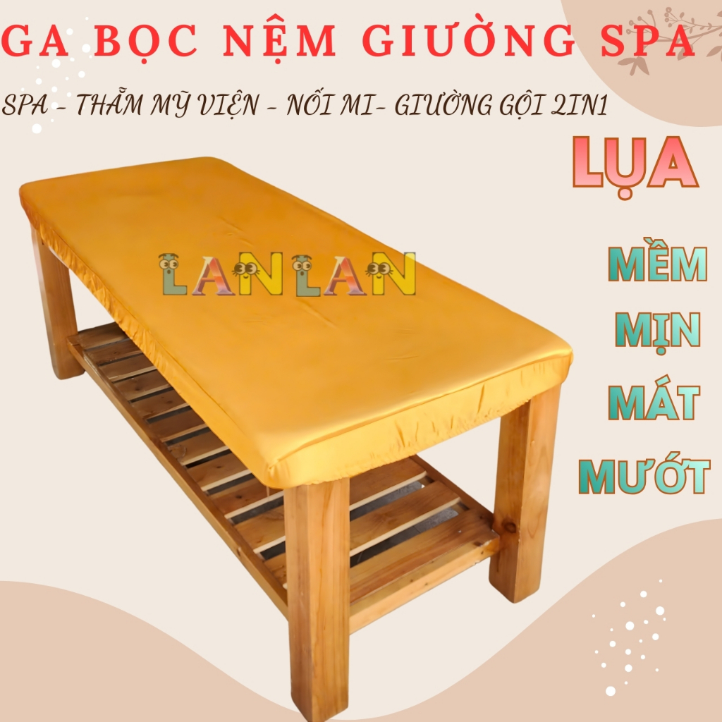 GA BỌC NỆM SPA - Ga Bọc Giường Gội - Ga Bọc Nêm 1mx2m - Chất Liệu LỤA mềm mịn mát - CÓ LỖ