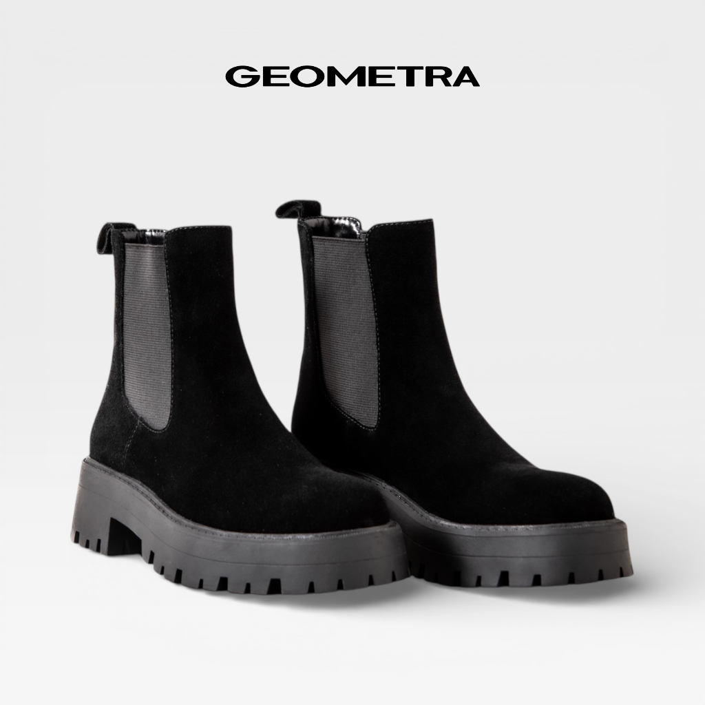 Giày Bốt Nữ GEOMETRA NightForge WB0125-Chelsea Boot Da Lộn Thời Trang Cao Cấp, Đế Chunky Chống Trượt