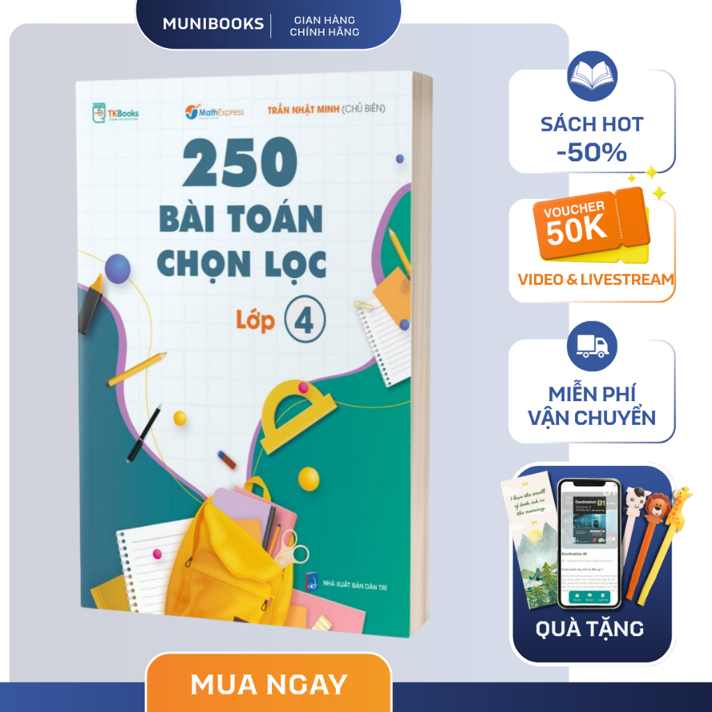 Sách - 250 Bài Toán Chọn Lọc Lớp 4 - TKBooks