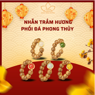 Nhẫn Trầm Hương Phối Đá Mã Não Trầm Tốc Vườn Tự Nhiên OCOP 4 Sao Tài Lộc DANA TRẦM HƯƠNG
