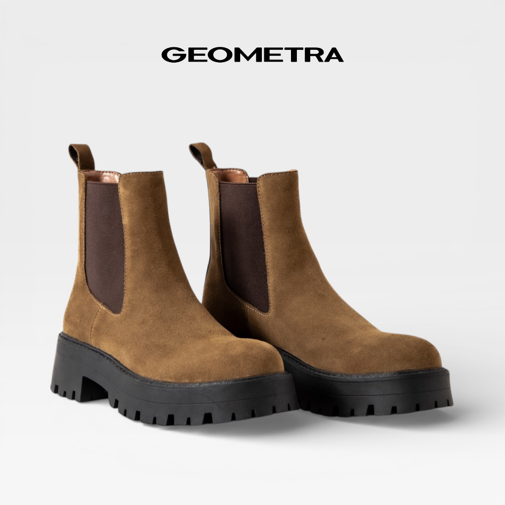 Giày Bốt Nữ GEOMETRA DesertWind WB0125-Chelsea Boot Da Lộn Thời Trang Cao Cấp, Đế Chunky Chống Trượt