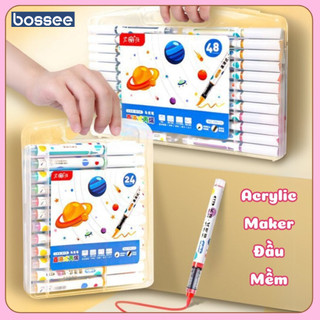 Set 12/24/36/48 Bút Màu Acrylic Marker,  Bộ Màu Acrylic Chất Lượng Cao, Marker Đầu Mềm