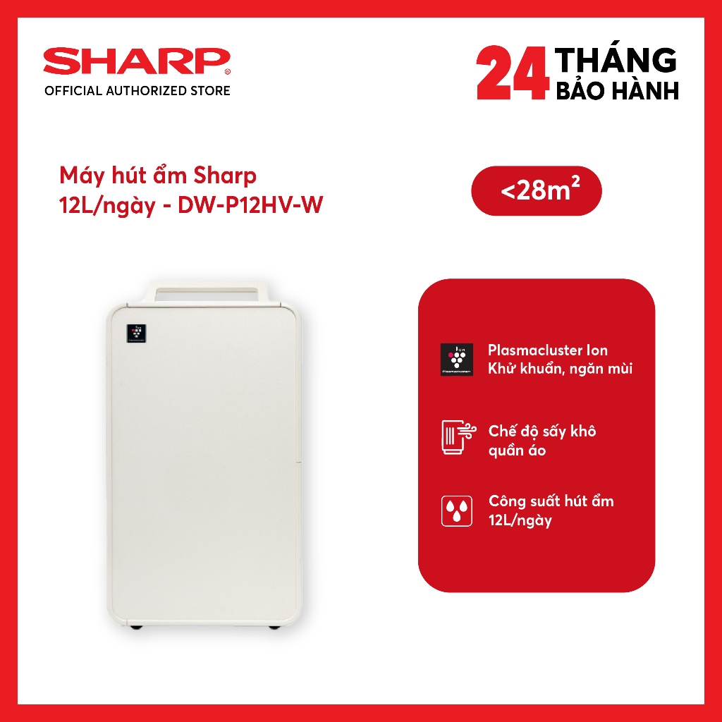 [MODEL 2026] Máy hút ẩm và tạo ion Sharp DW-P12HV-W (28m2)