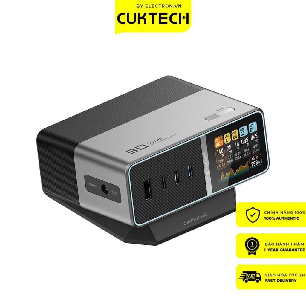 Trạm sạc CUKTECH 30 Ultra 300W GaN Desktop Charger – TA3005U