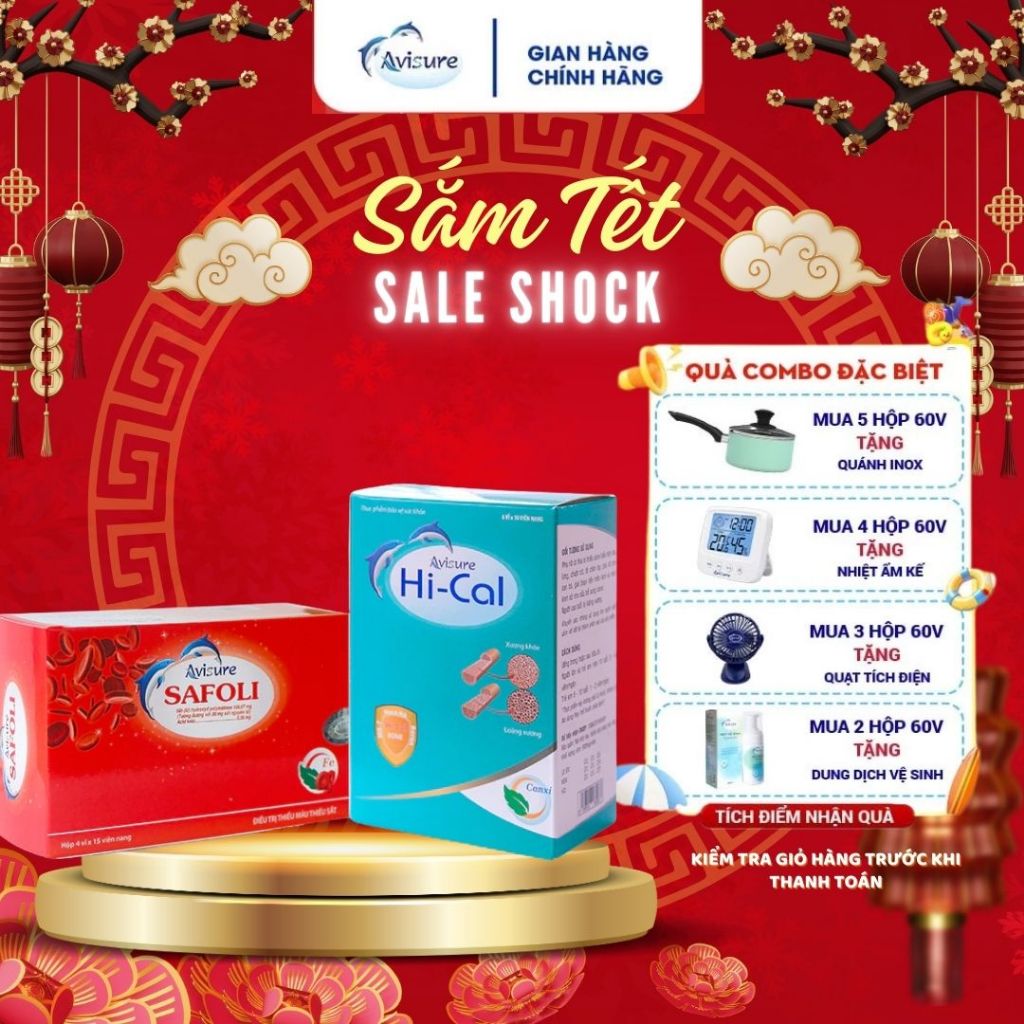 Sắt Hữu Cơ Avisure Safoli và Canxi Avisure Hical Chính Hãng Cho Phụ Nữ Mang Thai và Cho Con Bú