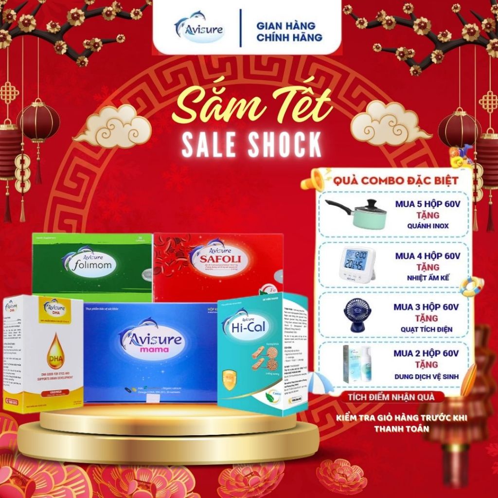 Combo Canxi DHA Sắt Acid Folic cho bà bầu Avisure Mama - Hical