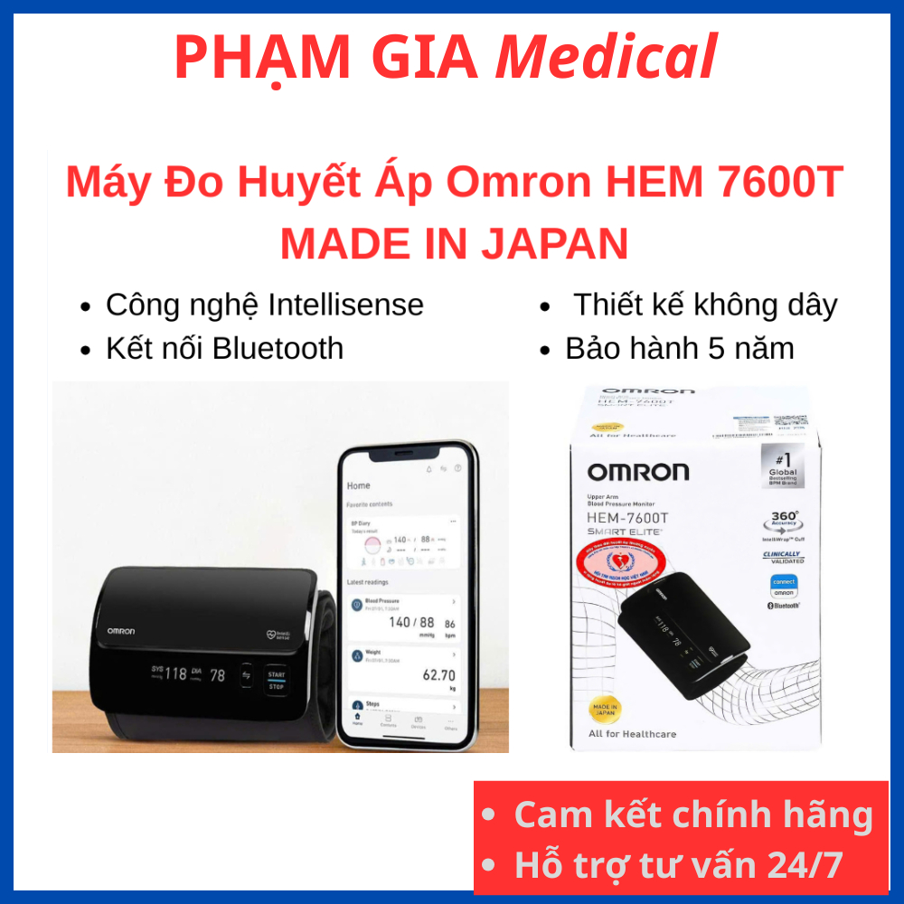 Máy Đo Huyết Áp Omron HEM-7600T Cao Cấp – Made in Japan -  Công Nghệ Intellisense  – Bảo Hành 5 Năm