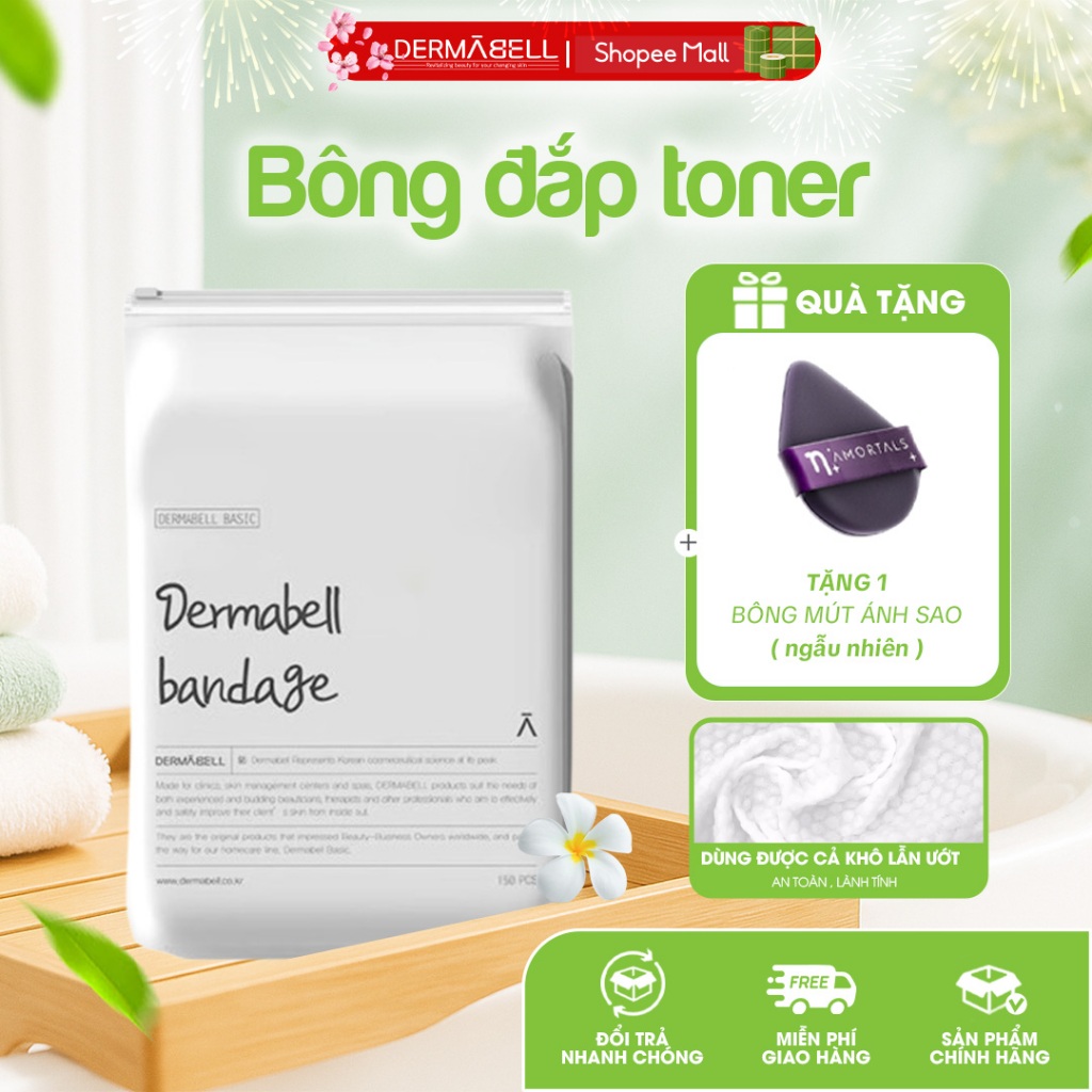 Bông Đắp Toner Kéo Giãn DERMABELL Hàn Quốc - Bông Lotion Đắp Mask, Bông Tẩy Trang