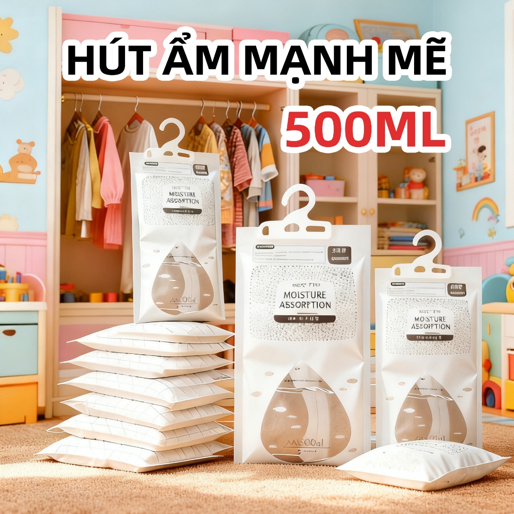 Túi hút ẩm 2 ngăn 500ml siêu thấm—Chống mốc,chống nồm+Khử mùi vượt trội