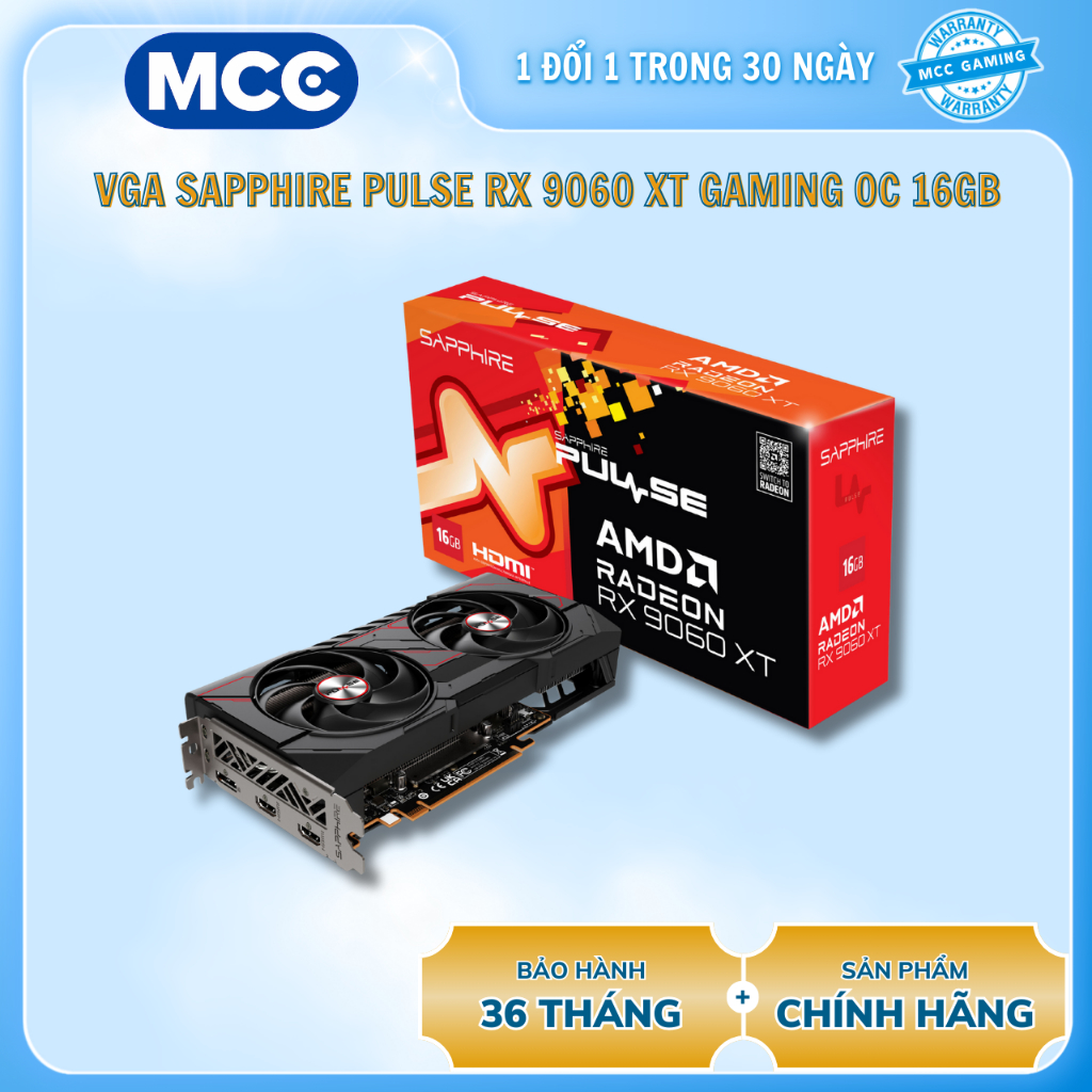 VGA Sapphire PULSE AMD RADEON RX 9060 XT GAMING OC 16GB