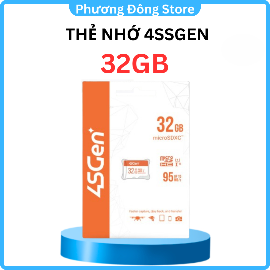Thẻ nhớ Micro SD 4SGEN-32EO Dung lượng 32GB, Tốc độ đọc 95MB/s, Tốc độ ghi 10MB/s