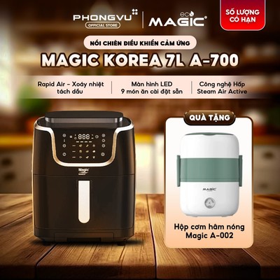 Nồi chiên không dầu kết hợp hấp Magic Korea 7L A-700 - 1700W, Làm sạch bằng hơi nước, 9 menu tự động, Bảo hành 12 tháng