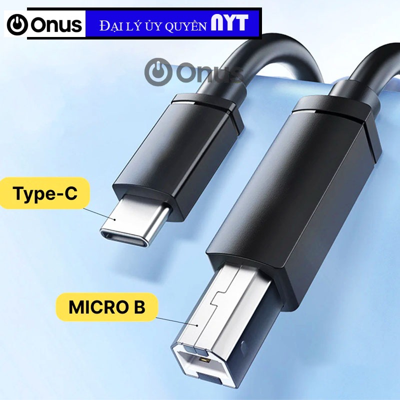 Cáp Máy In Cổng Type C / Cổng USB To USB-B 2.0 Truyền Dữ Liệu 480Mbps Dẻo Bền PVC Dài 1–5M – ONUS