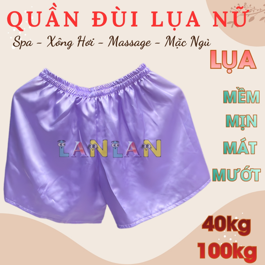 Quần đùi lụa Nữ massage, xông hơi spa  freesize -LỤA SATIN