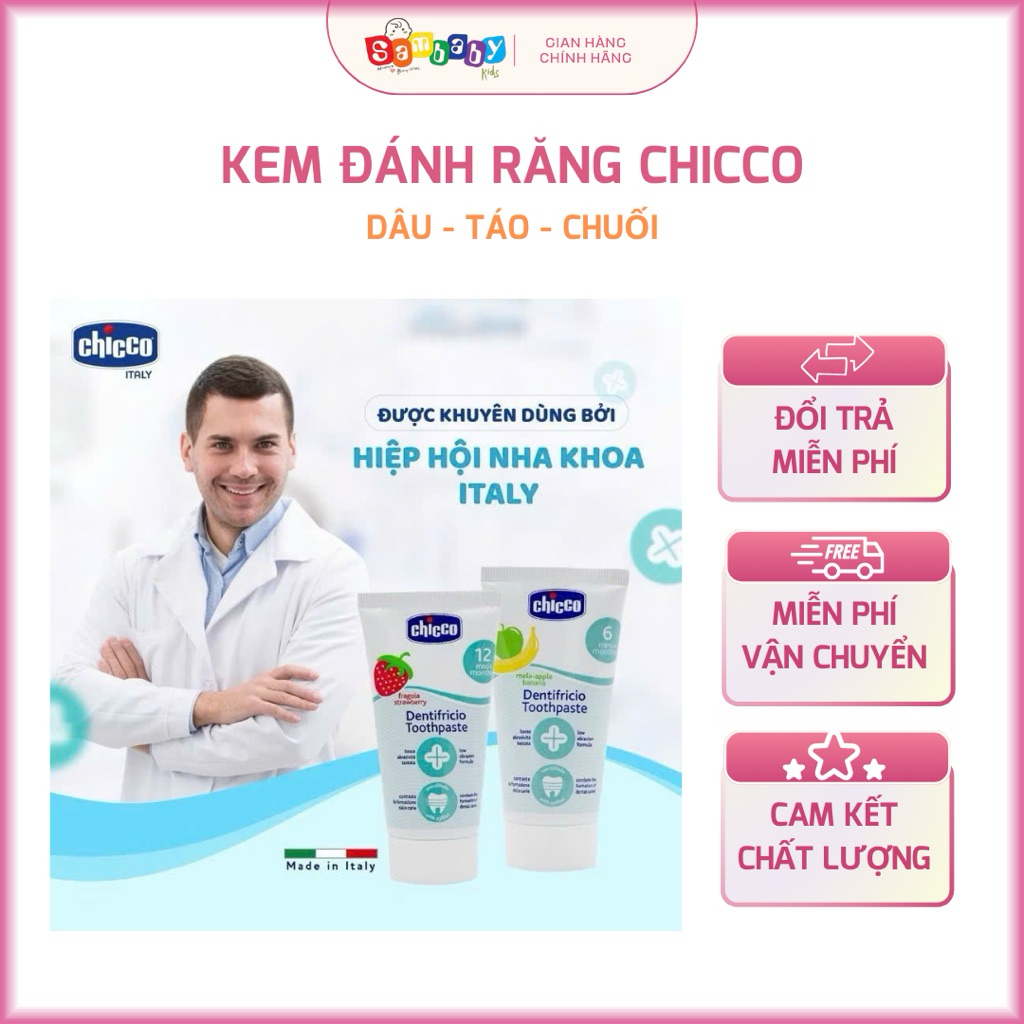 KEM ĐÁNH RĂNG HƯƠNG DÂU CHO BÉ CHICCO