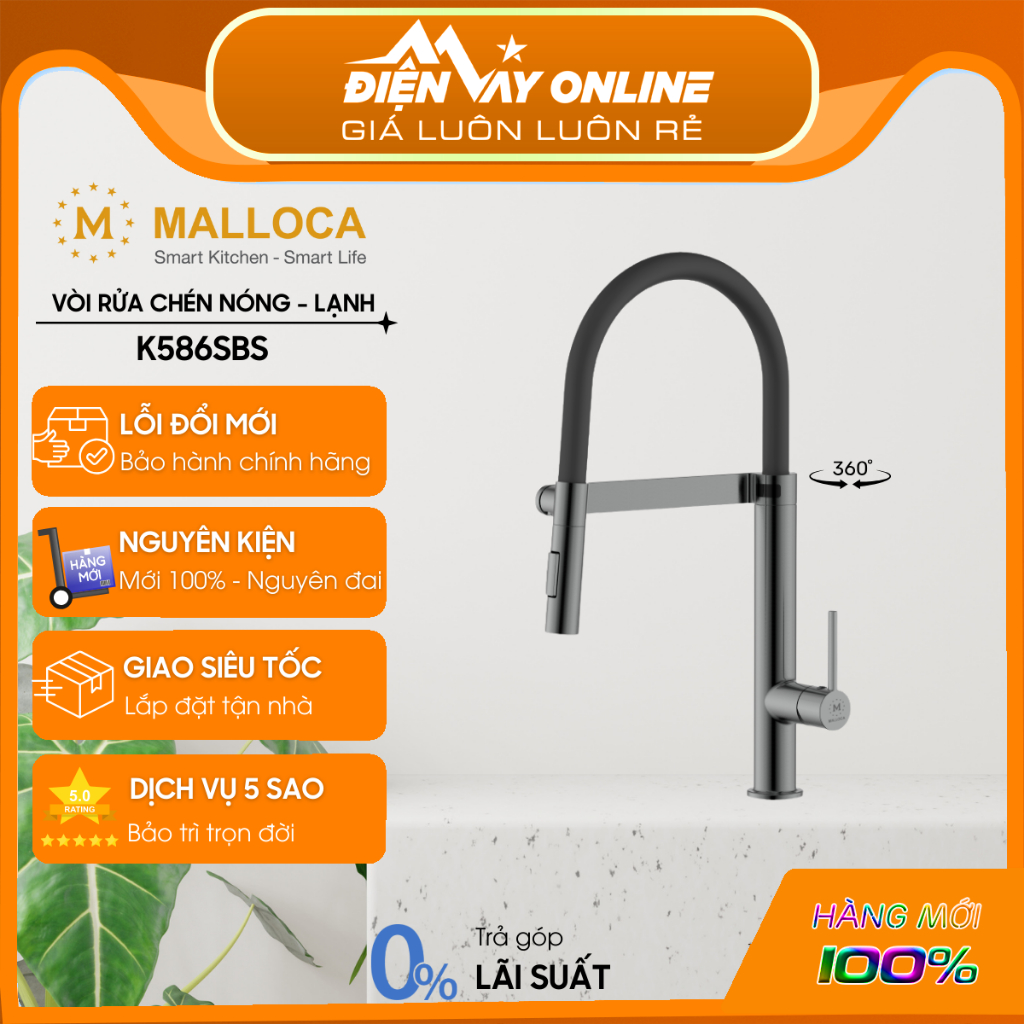 [FREESHIP HCM] Vòi rửa chén Nóng Lạnh Malloca K586SBS - Công nghệ Cảm ứng Thông minh - Hỗ Trợ Lắp Đặ