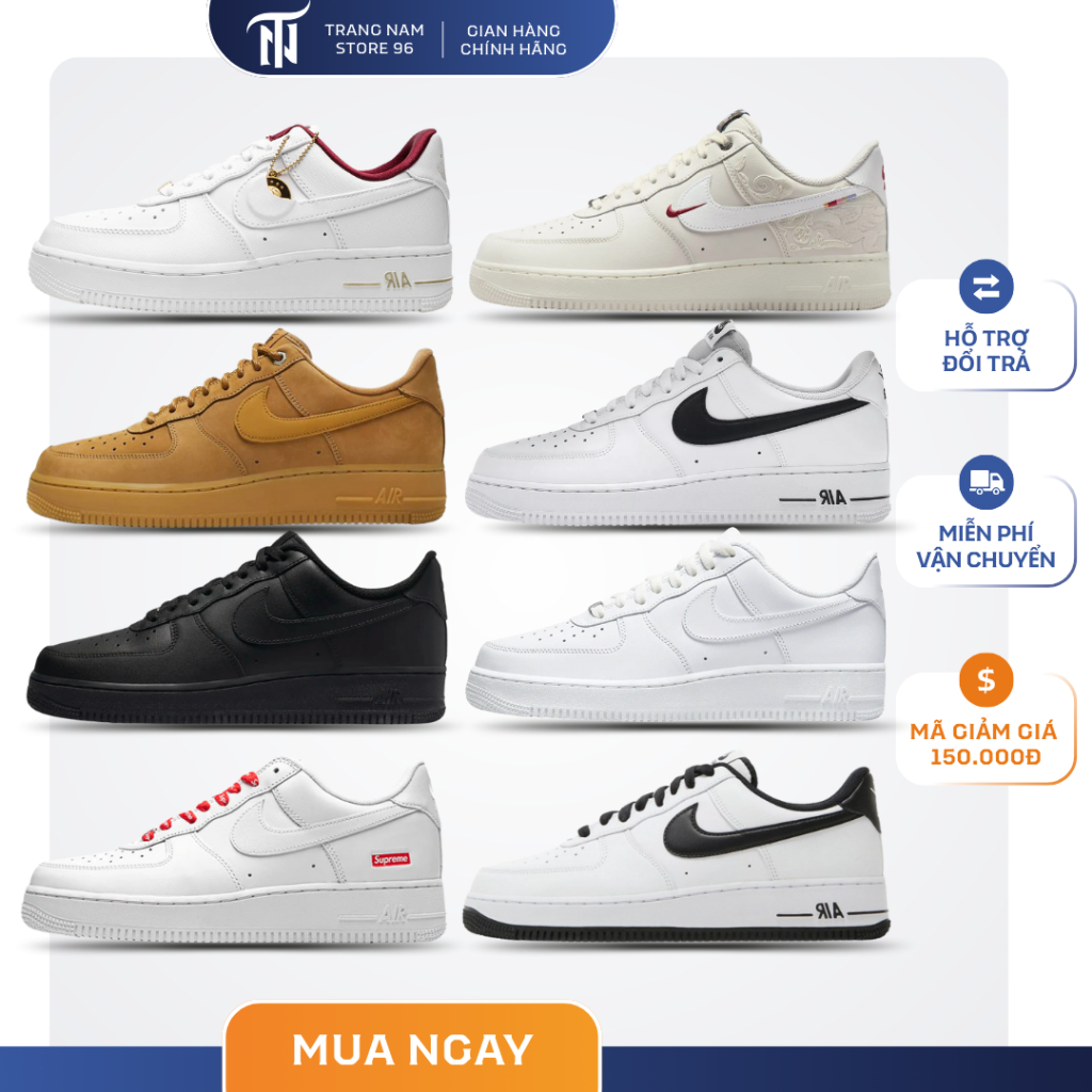 Giày Thể Thao Air Force 1 Low Just Do It Hangtag  Af1 Trắng Đỏ Nam Nữ Bản Chuẩn Full Box.