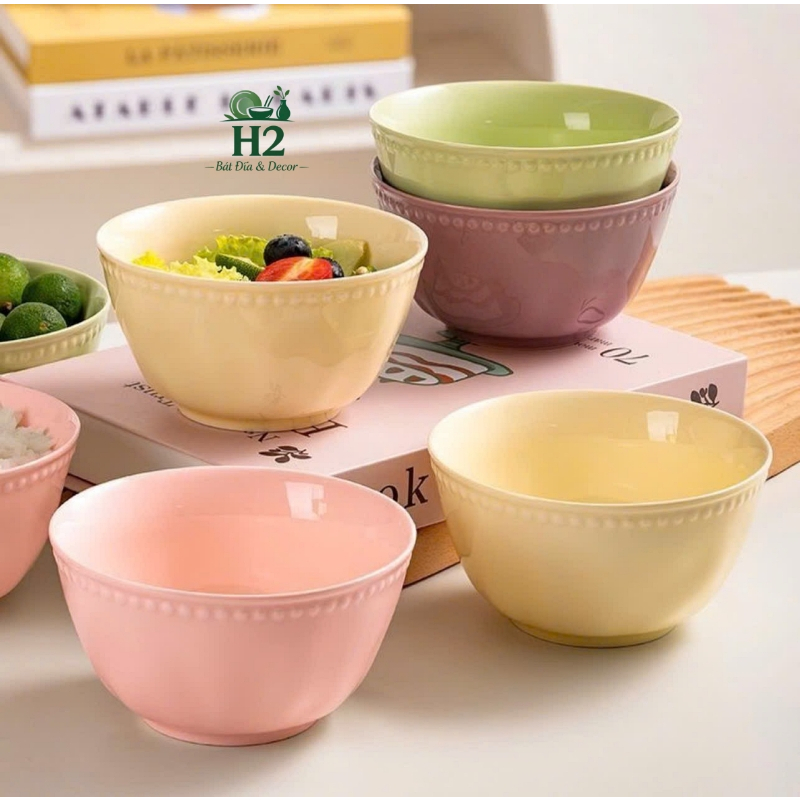 Bát ăn cơm, chén sứ màu pastel phong cách hàn -H2decor