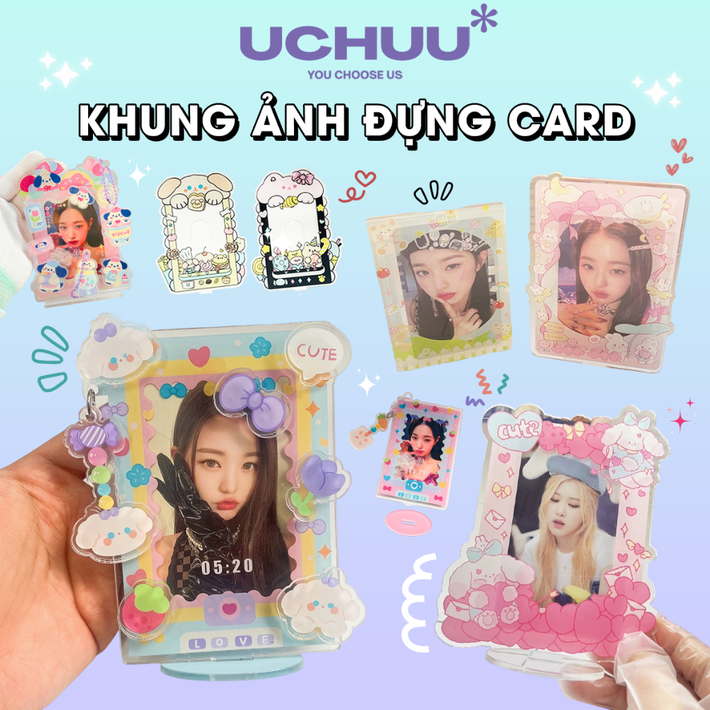 Khung Ảnh Đựng Card UCHUU, Card Holder Acrylic Đựng Card Bo Góc, Idol Photocard Decor Bàn Học