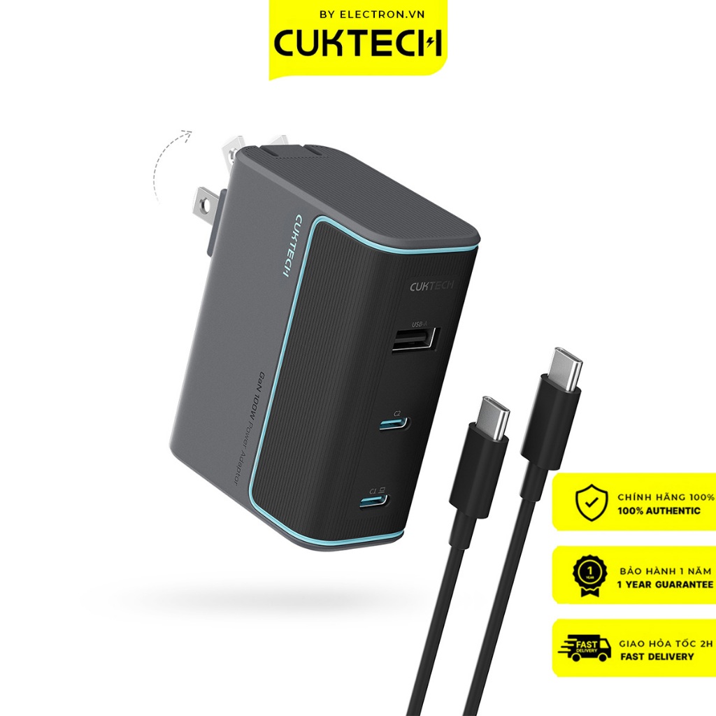 Củ Sạc Nhanh GaN CUKTECH 100W AD1003US – Hỗ Trợ PD3.1 / PPS2.0 / QC4.0 / Mi Turbo