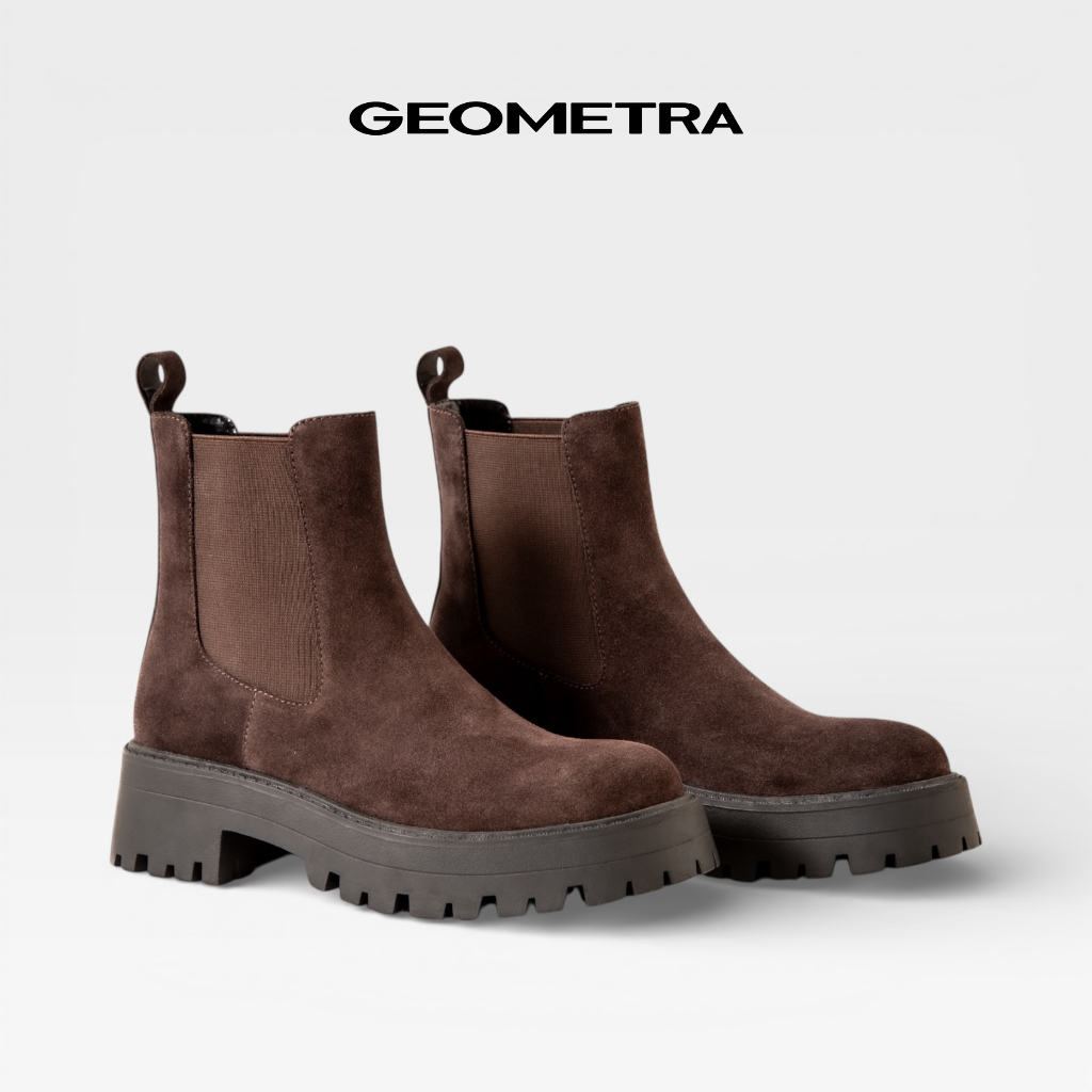 Giày Bốt Nữ GEOMETRA TerraShade WB0125-Chelsea Boot Da Lộn Thời Trang Cao Cấp, Đế Chunky Chống Trượt