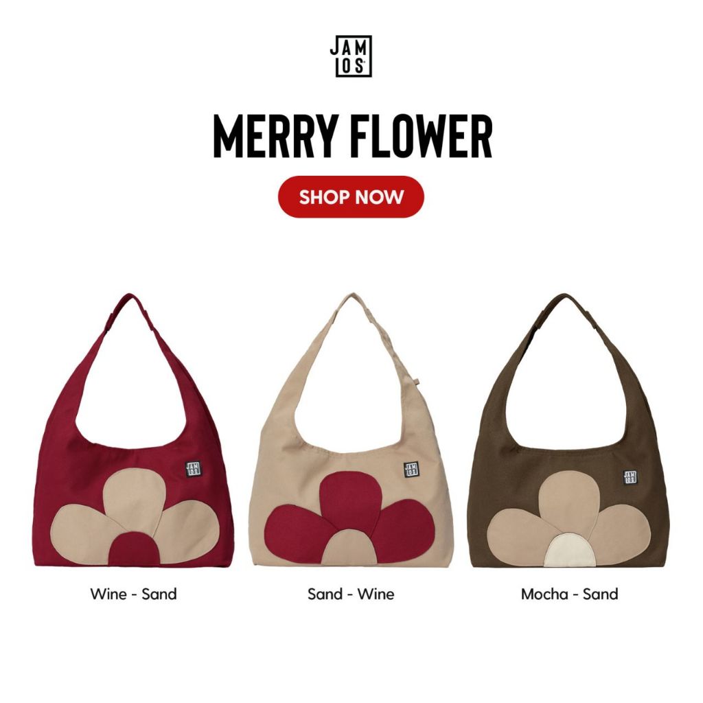 Merry Flower Hobo - Túi vải canvas hobo tote hoạ tiết hoa Jamlos