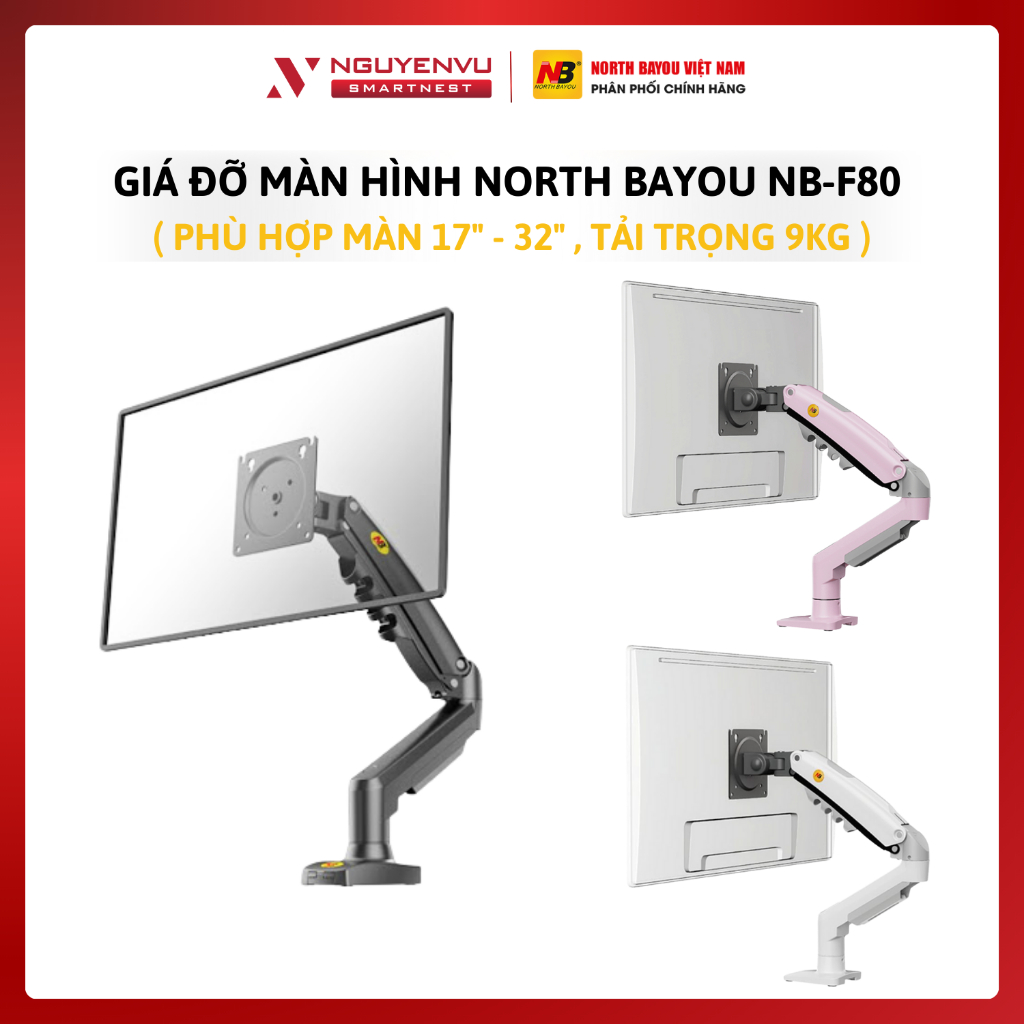 Giá treo màn hình North Bayou NB-F80 | Phù hợp màn 17" - 30" | Tải trọng 9Kg / NB-G60 (27-45 Inch) -