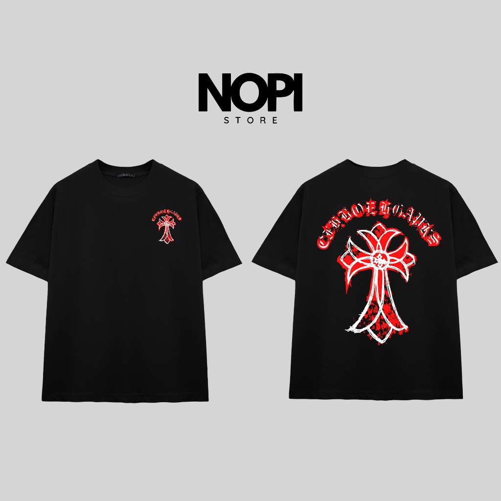 ÁO THUN CHROME HEARTS RED FORM RỘNG NAM NỮ VẢI COTTON CAO CẤP 280GSM THOÁNG MÁT - NOPI STORE