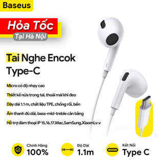 Tai nghe Type-C Baseus, hỗ trợ đàm thoại cho lP15,16,17, M.AC..., âm thanh trung thực, thoải mái