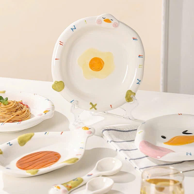 Bộ Bát Đĩa Thìa Gốm Sứ Họa Tiết Dễ Thương - H2decor