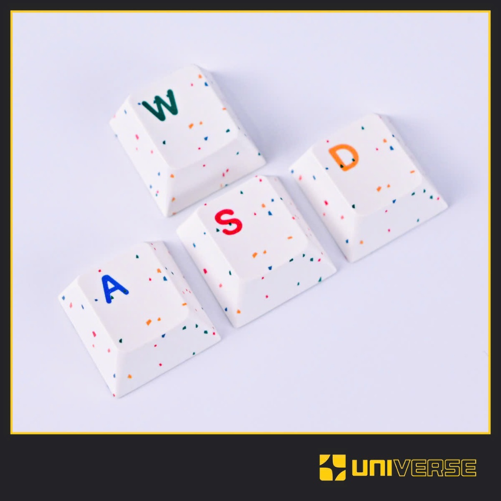Keycap Lẻ 4 Nút WASD Trắng Keycap PBT Cherry Profile In Dyesub Keycap Trang Trí Bàn Phím Universe