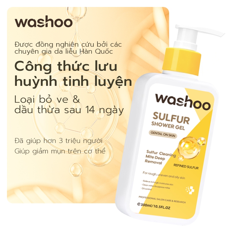 Washoo Sữa tắm lưu huỳnh trị mạt, giảm ngứa, ngừa mụn lưng, hương thơm lưu lại lâu cho cả nam và nữ