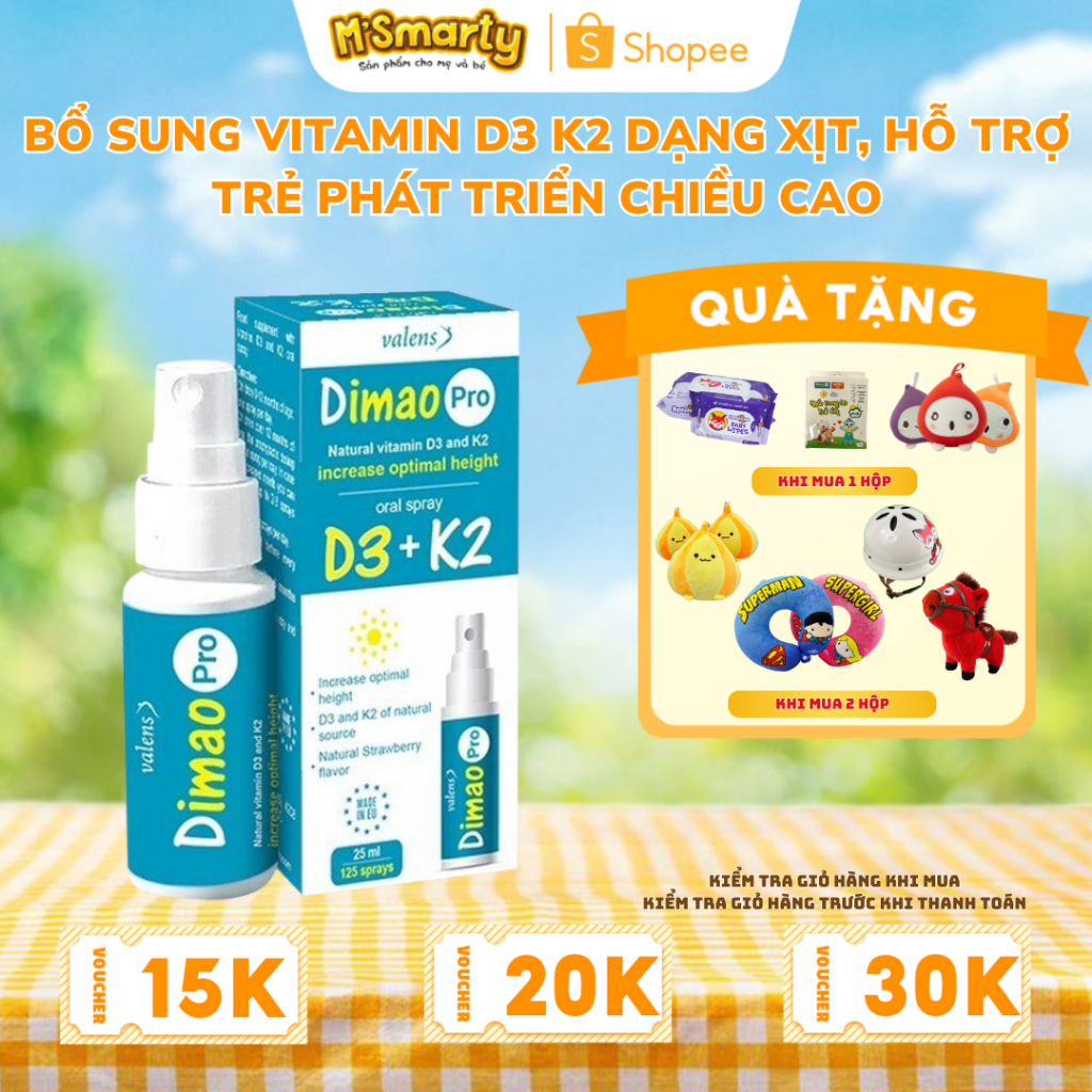 [Date 5.2027] Dimao Pro Oral Spray D3 K2 - Bổ Sung Vitamin D3 K2 Dạng Xịt, Hỗ Trợ Trẻ Phát Triển Chiều Cao (Hộp 25ml)