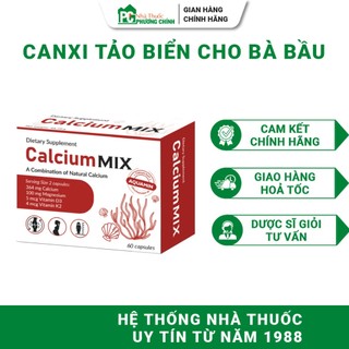 Canxi Tảo Biển Đỏ Cho Bà Bầu Calcium Mix - Dễ Hấp Thu, Hạn Chế Gây Táo Bón 60 Viên
