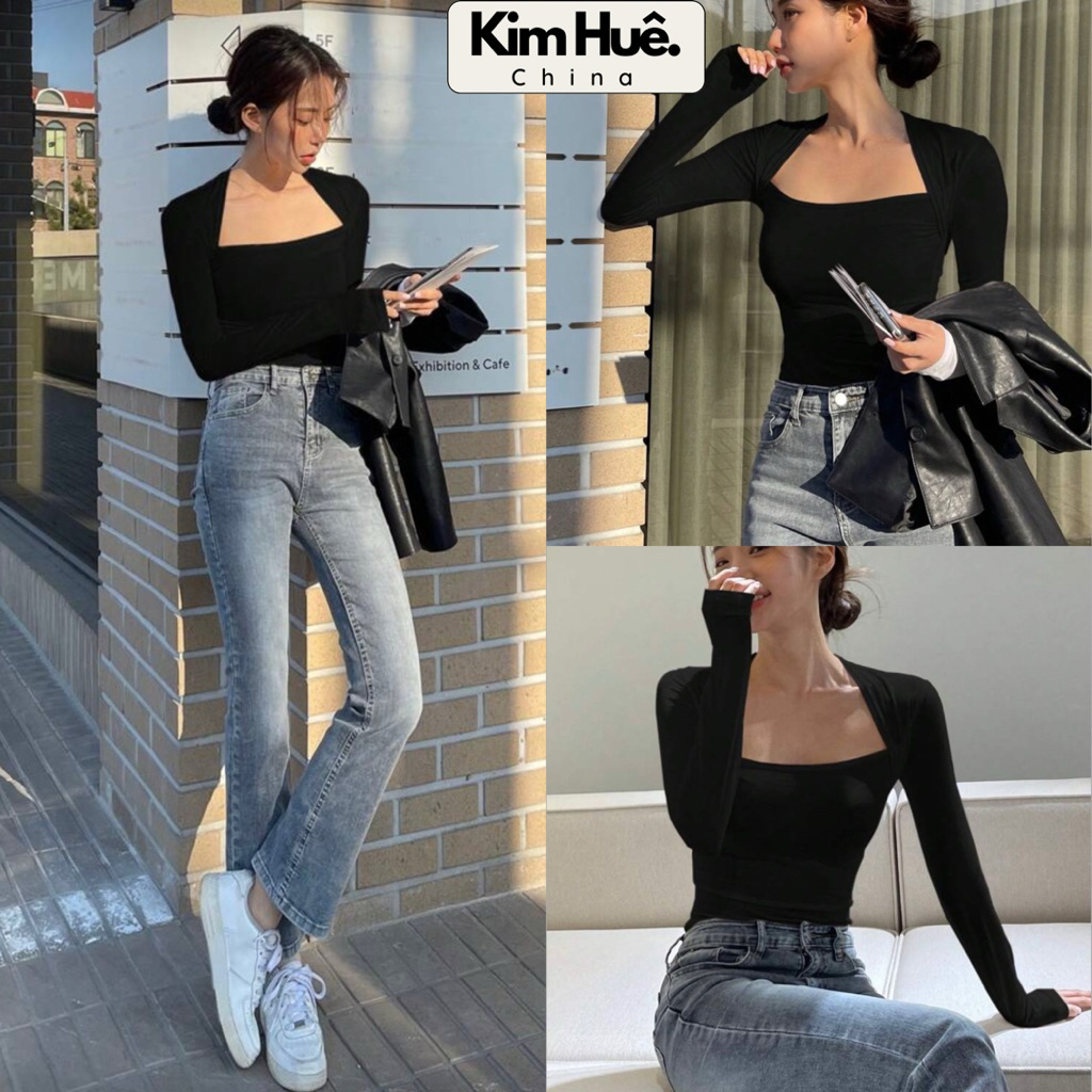 (Oder China) Áo dài tay cổ vuông