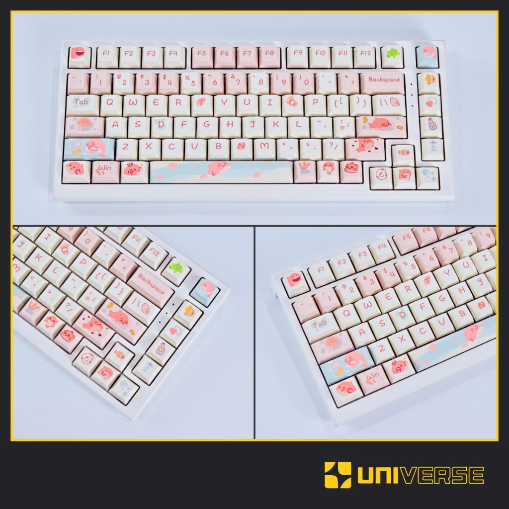 [Tổng hợp] Keycap Cherry 95 Nút PBT in Dyesub Profile Cherry Keycap Dễ Thương Bàn Phím Universe