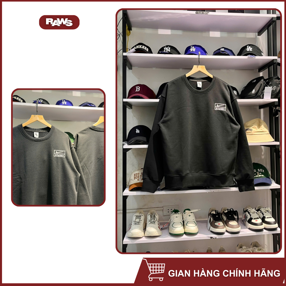 Áo Sweater NIKE x STUSSY Raws Black Edition Màu Đen Chính Hãng