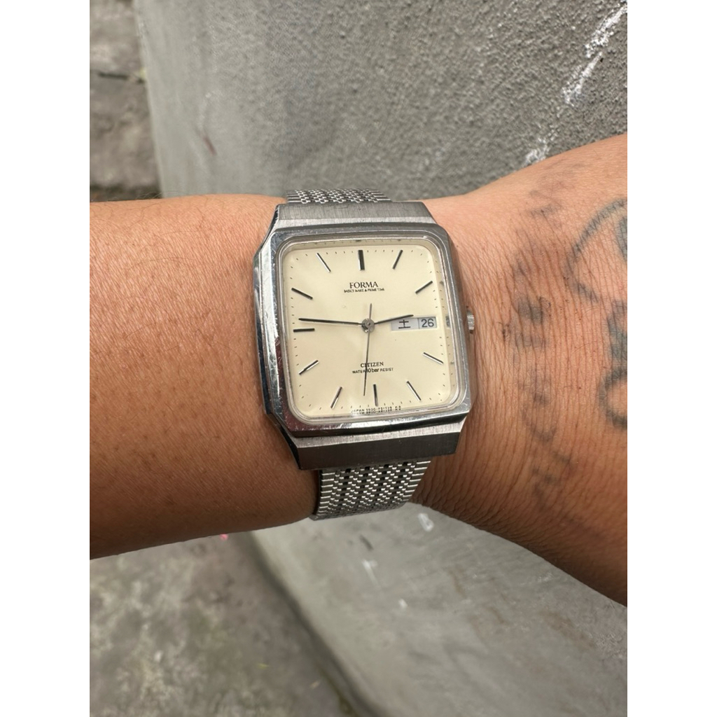 đồng hồ si nhật thương hiệu citizen froma, dáng tank máy pin size 32mm dành cho nam