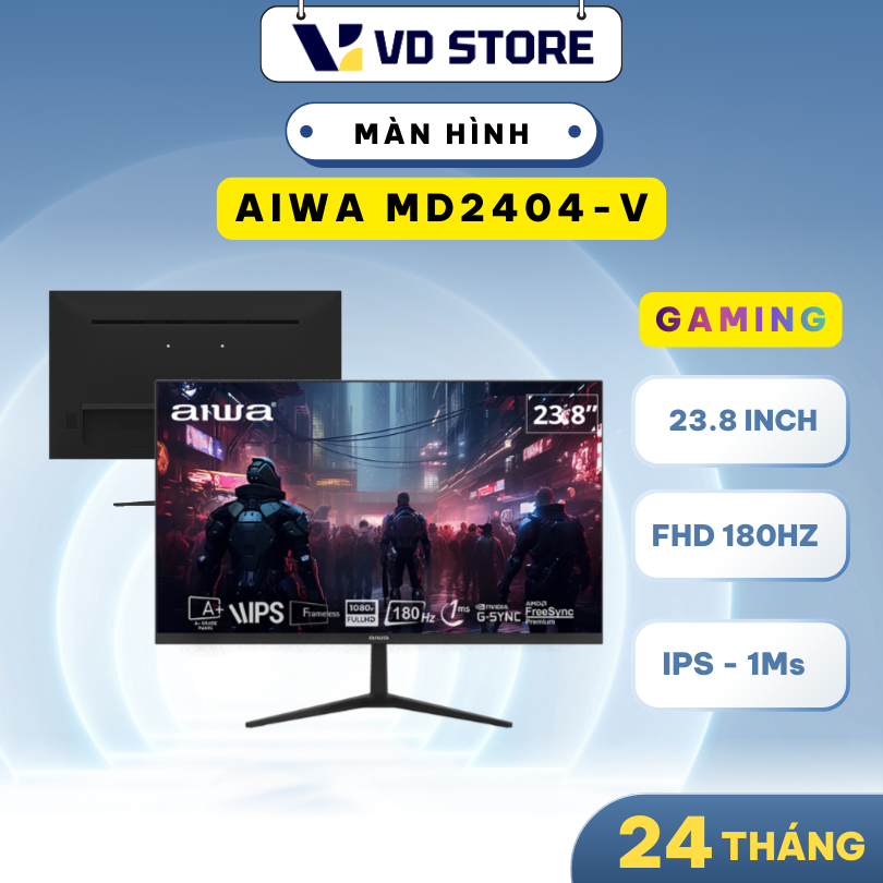 [ 180Hz ] Màn hình Gaming AIWA MD2404-V 23.8inch 180Hz IPS FHD 1ms - Hàng chính hãng