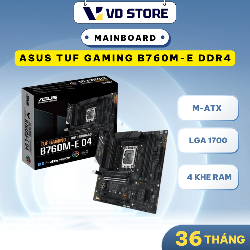 Mainboard ASUS TUF GAMING B760M-E D4 | Intel B760, Socket 1700, mATX, 4 khe DDR4