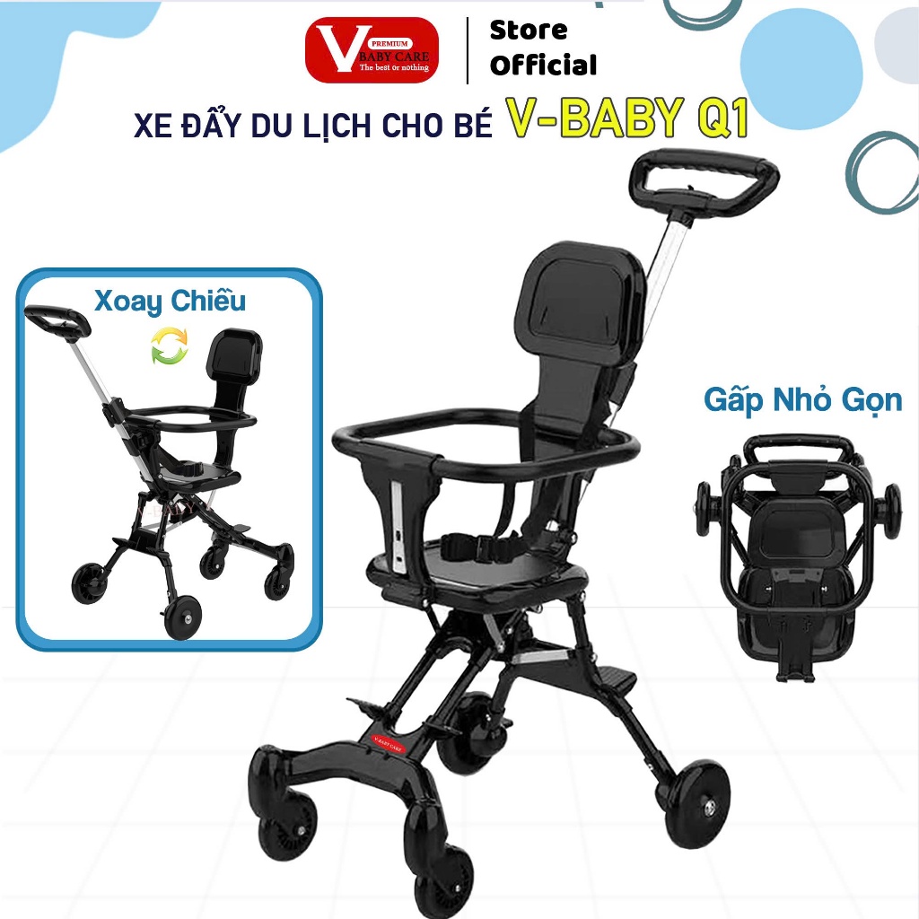 Xe Đẩy Đẩy Gấp Gọn Du Lịch Cho Em Bé V-BABY Q1
