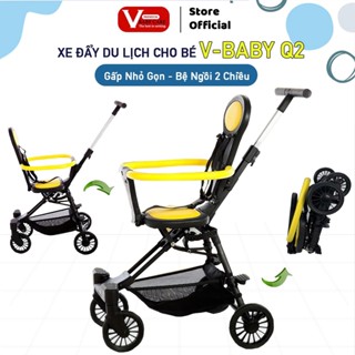 Xe Đẩy Cho Bé Đổi Chiều Gấp Siêu Gọn Có Dây Đai An Toàn Bảo Vệ Bé V-BABY Q2