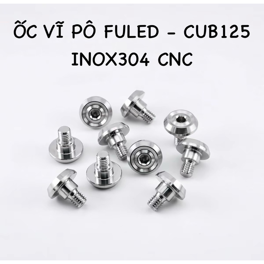 ỐC LÊ TRỌNG 6LI CÓ G ĐỊNH VỊ GẮN ỐP PÔ FULED / CUB 125 . CHẤT LIỆU INOX 304 CNC NGUYÊN KHỐI .