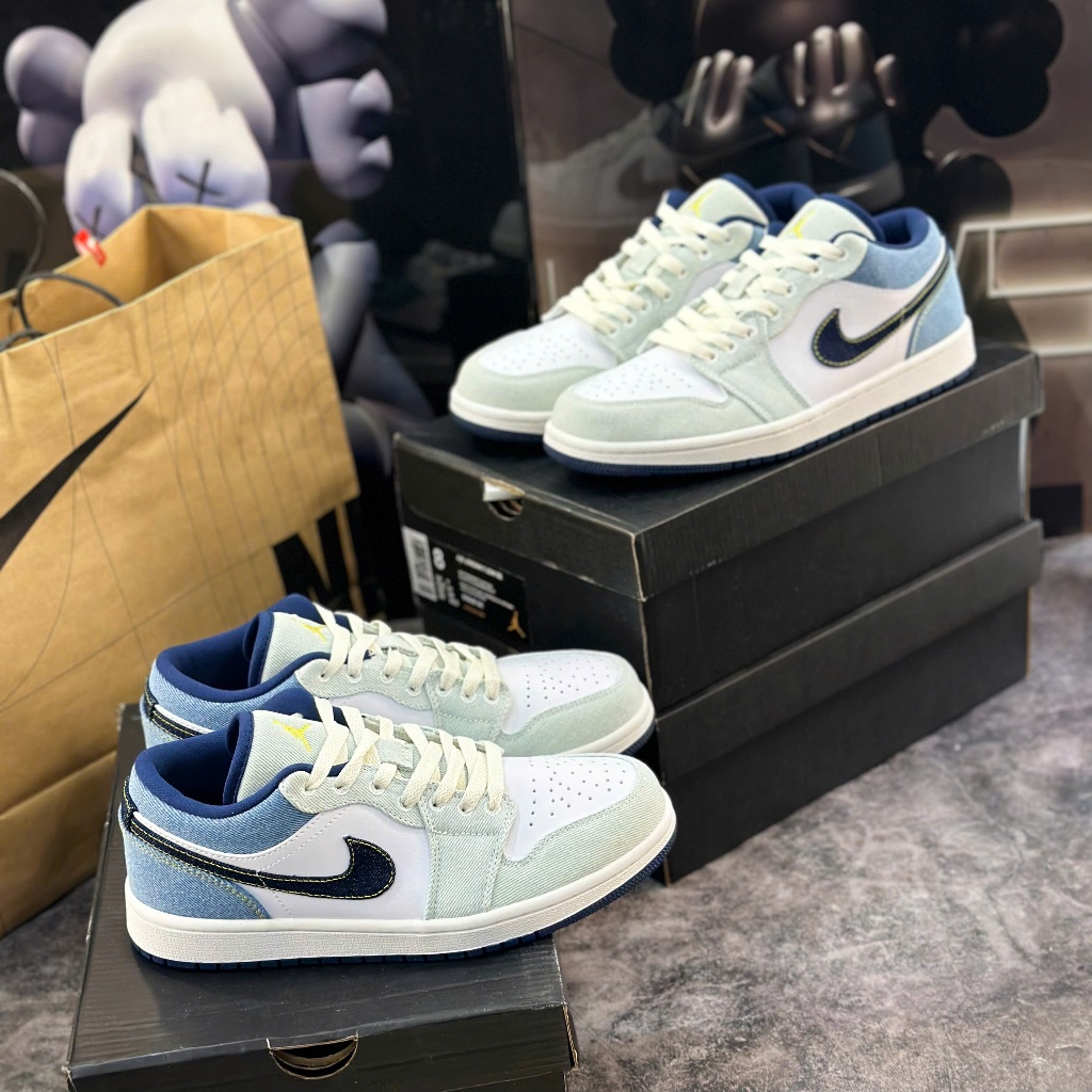 [ TẶNG HỘP BẢO VỆ GIÀY ] Giày thể thao JD1 Low SE ‘Light Denim’ IH0648-141, Giày thể thao JD1 vải bò